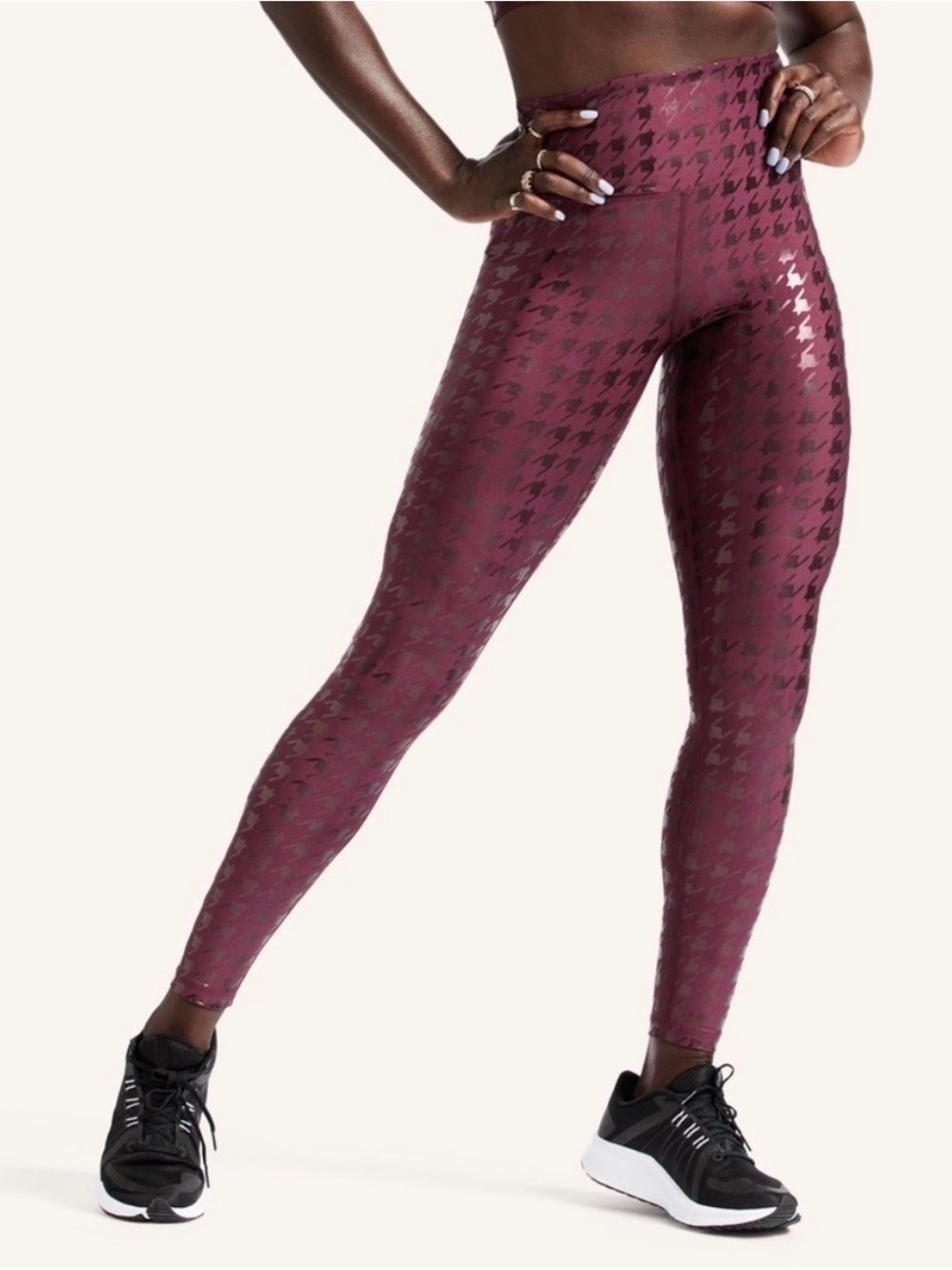 Peloton Purple Res Houndstooth printed leggings